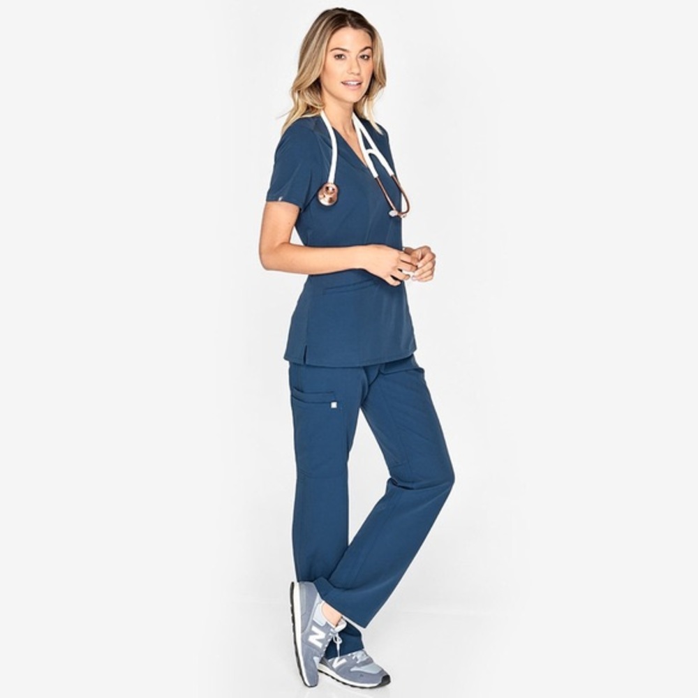 Figs Casma Scrub Top in Dark Harbor